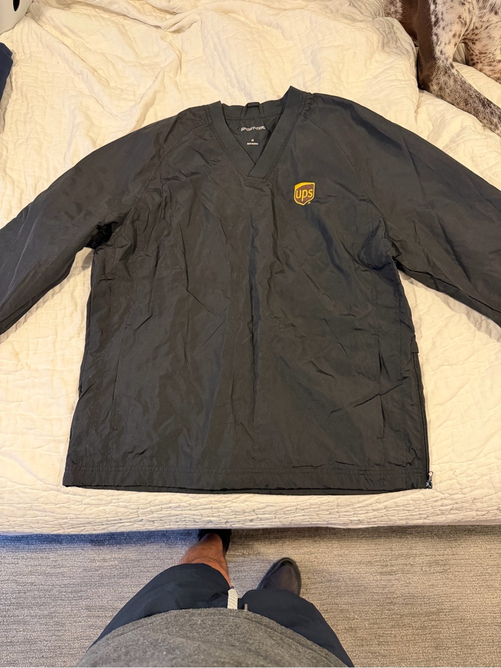 Branded Black Windbreaker Pullover